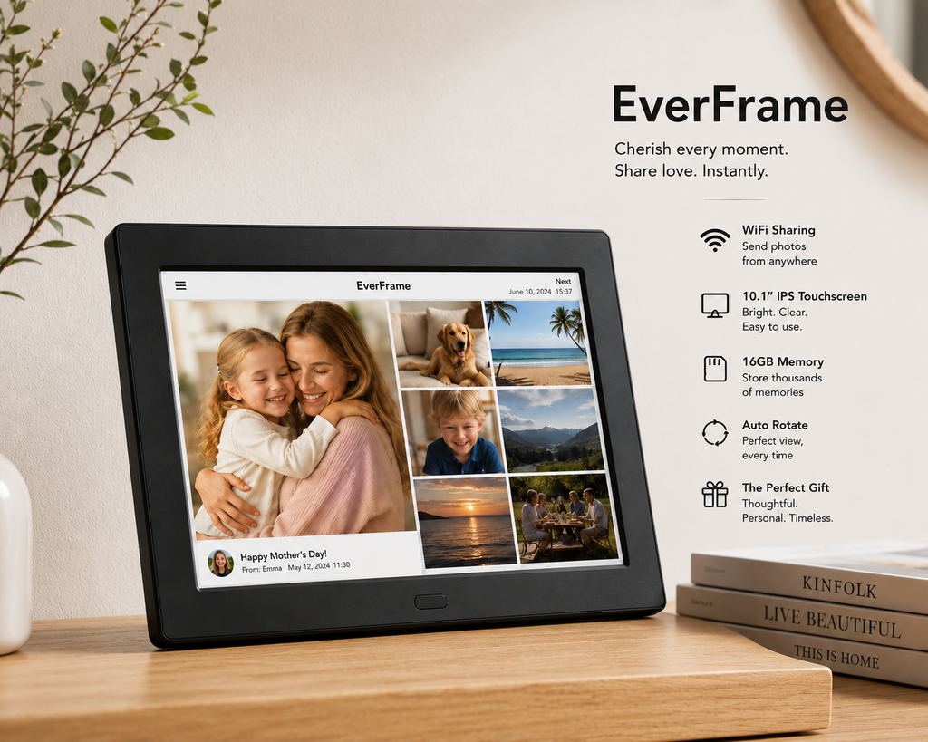 Digital picture frame, Wifi,16GB Memory with HD touch screen for vibrant images